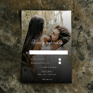 Modern Photo and Black Overlay Wedding RSVP Card