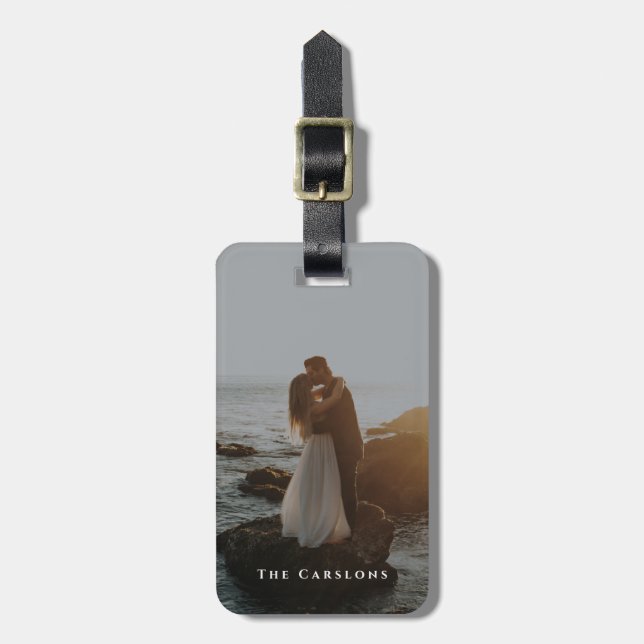 Modern Photo and Name Luggage Tag (Front Vertical)