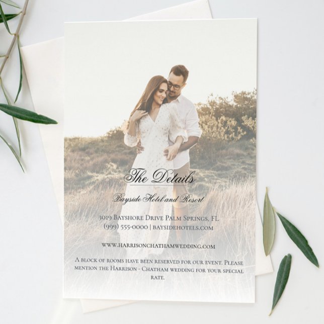 Modern Photo and Overlay Wedding Enclosure Card (Modern Photo and Overlay Wedding Details Enclosure Card)