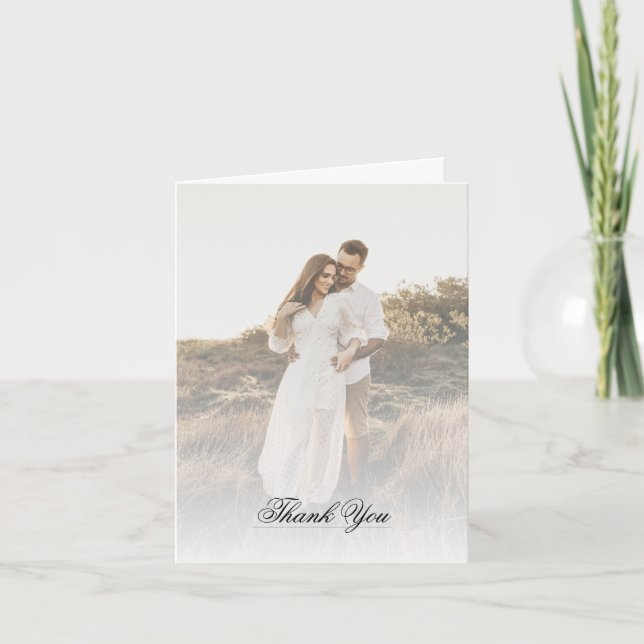 Modern Photo and Overlay Wedding Thank You Card (Front)