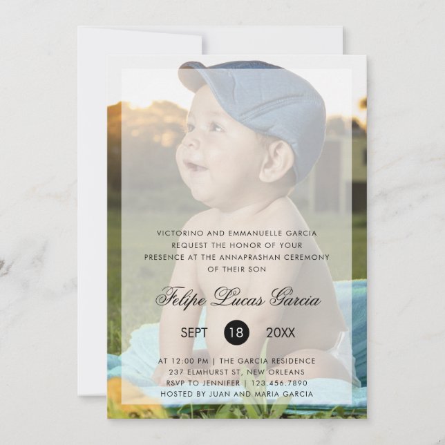 Modern Photo Annaprashan First Rice Ceremony Invitation (Front)