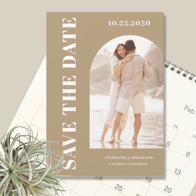 Modern Photo Arch Beige Save The Date (Creator Uploaded)
