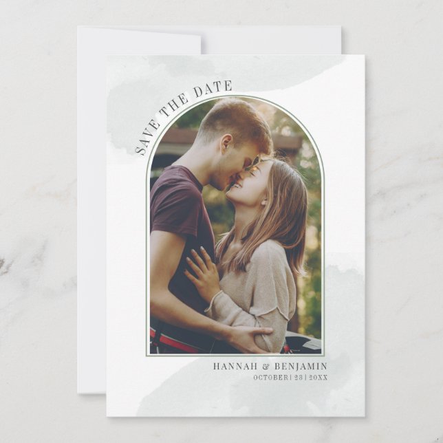 Modern Photo Arch Blush Save The Date (Front)