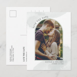 Modern Photo Arch Blush Save The Date Announcement Postcard