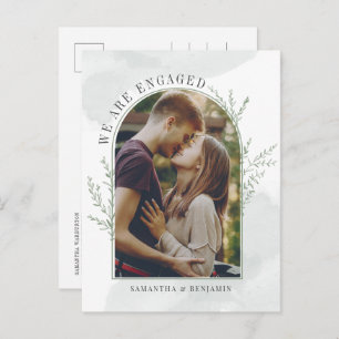Modern Photo Arch Botanical Engagement Announcement Postcard