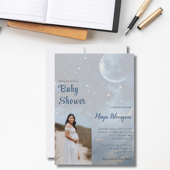 Modern Photo Arch Celestial Baby Shower Invitation (Creator Uploaded)