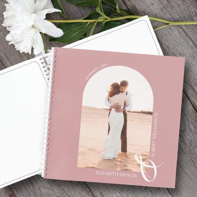 Modern Photo Arch Dusty Rose Wedding Guest Book (Change the pages to any of the styles available. LOTS of colors in our collection.)