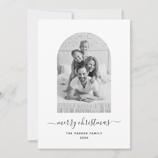 Modern Photo Arch | Merry Christmas Holiday Card (Front)