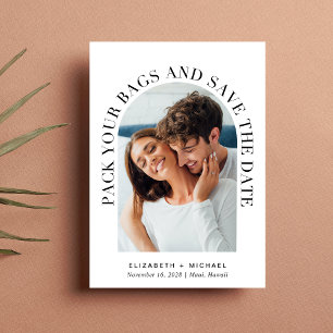 Modern Photo Arch QR Code Destination Wedding Save The Date