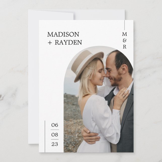 Modern Photo Arch Simple Minimalist Wedding Invitation (Front)