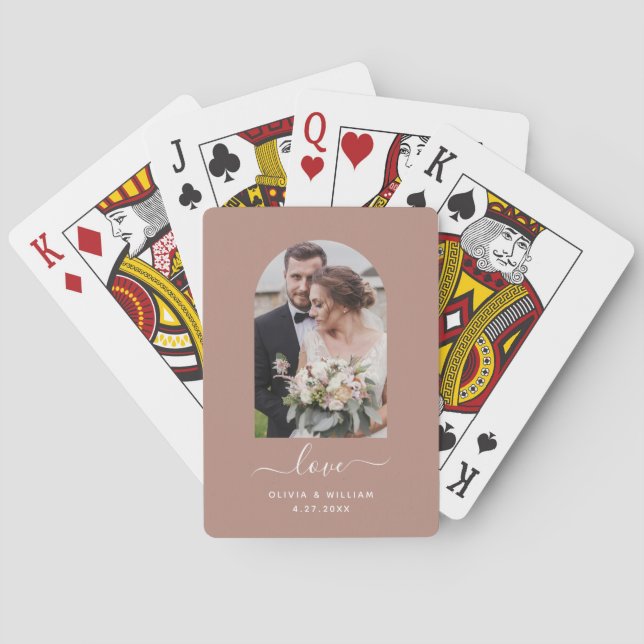 Modern Photo Arch | Terracotta Love Playing Cards (Back)