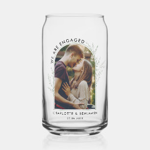 Modern Photo Arch Wedding Engagement Keepsake Can Glass