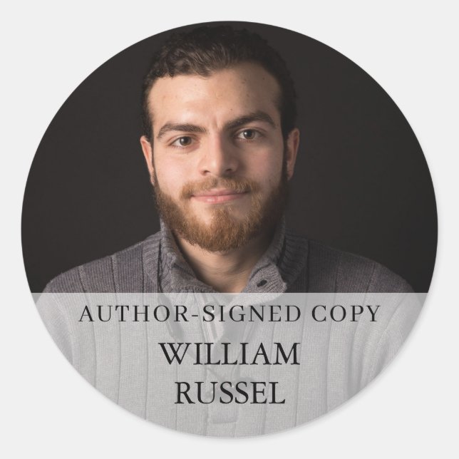 Modern Photo Author Signed Book Round Seal Design (Front)