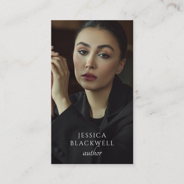 Modern Photo Author Writer Business Card (Front)