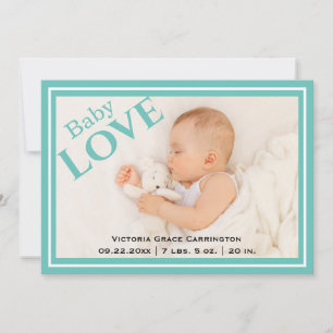 Modern Photo Baby Love Stats Name Birth  Announcement