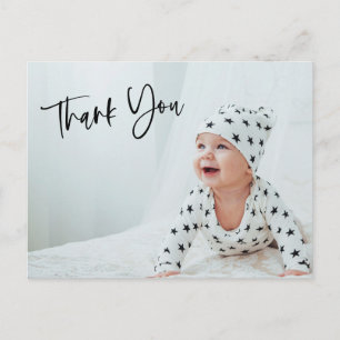 Modern Photo Baby Thank You Script Custom Postcard