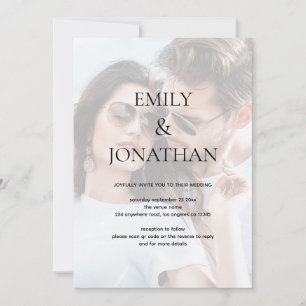 Modern Photo Background QR code Wedding Invitation