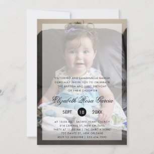 Modern Photo Baptism and First Birthday Invitation