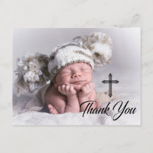 Modern Photo Baptism Thank You Postcard