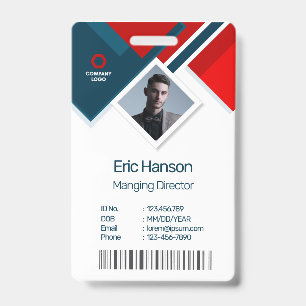 Modern Photo, Bar Code, Logo, Name ID Badge