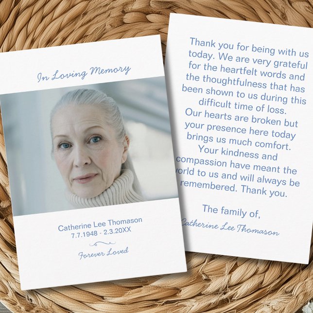 Modern Photo Bereavement  Funeral Thank You Card (Modern Photo Bereavement Funeral Thank You Card
)