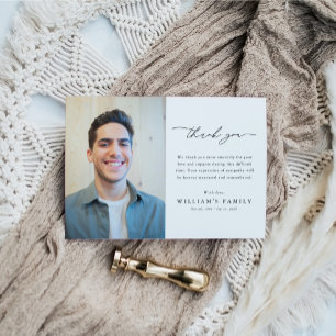 Modern Photo Bereavement Sympathy Funeral Memorial Thank You Card