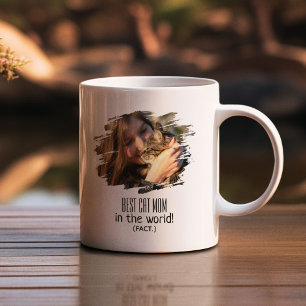 Modern Photo Best Cat Mum (Fact) Personalised Coffee Mug