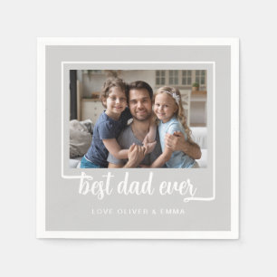 Modern Photo Best Dad Ever  Napkin
