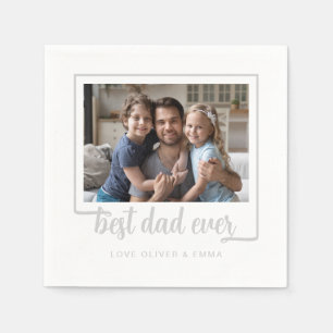 Modern Photo Best Dad Ever Napkin