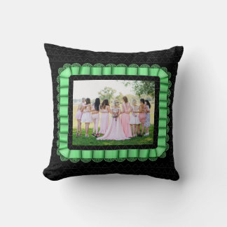 Modern Photo Best Friends Bridal Lace Mint Green Cushion