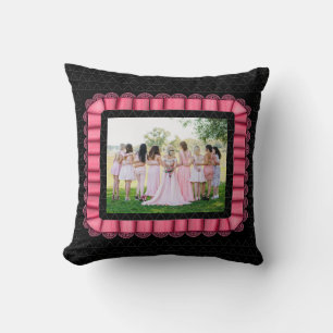 Modern Photo Best Friends Bridal Lace Pink Trendy Cushion