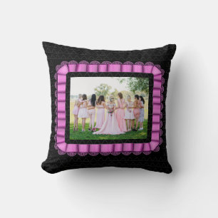 Modern Photo Best Friends Bridal Lace Purple BFF Cushion