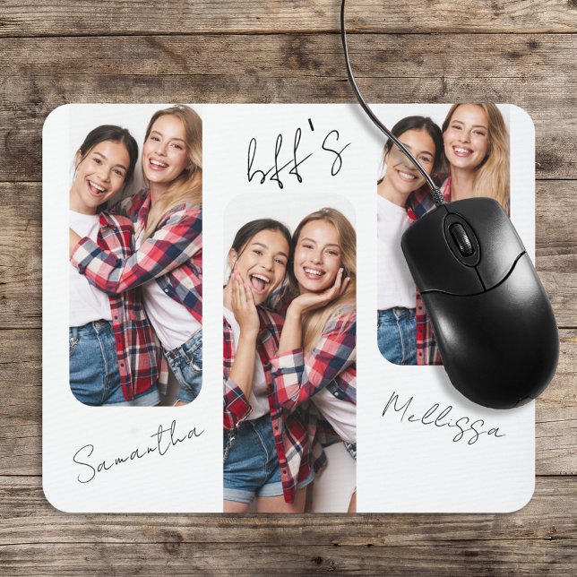 Modern Photo BFF Friends Personalised Mouse Mat (Creator Uploaded)