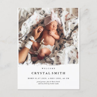 Modern photo birth announcement | baby photo card