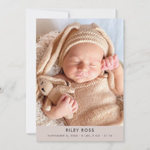 Modern Photo Birth Announcement   Champagne