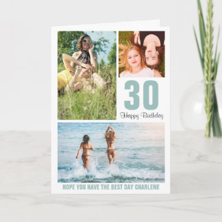 Modern Photo Birthday Card Any Age | Custom Colour