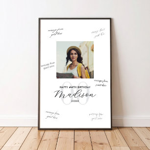 Modern Photo Birthday Guest Signing Board Poster
