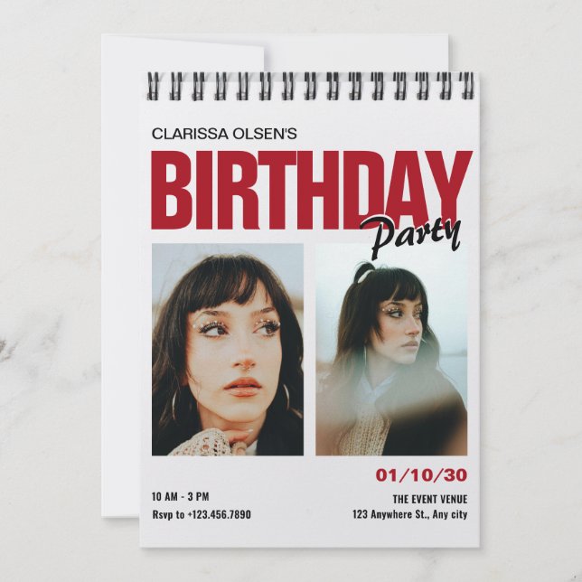 Modern photo birthday invitation (Front)