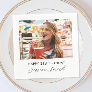Modern Photo Birthday Napkin