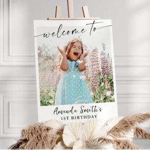 Modern Photo Birthday Party Sign