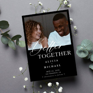 Modern photo black and white simple wedding save the date