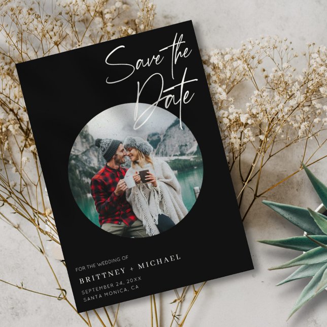 Modern Photo Black Save The Date (Creator Uploaded)