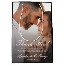 Modern Photo Black Wedding Thank You