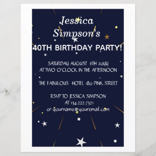 Modern photo blue 40th birthday party   Invitation