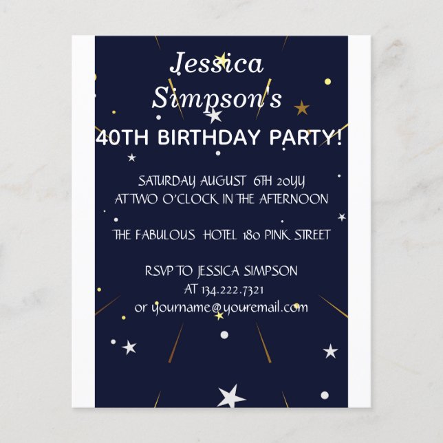 Modern photo blue 40th birthday party | Invitation Flyer (Front)