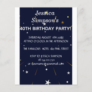 Modern photo blue 40th birthday party   Invitation Flyer