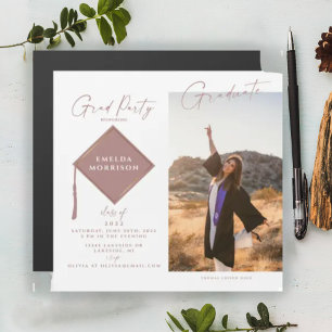 Modern Photo Blush Grad Party Magnetic Invitation