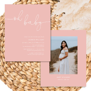 Modern Photo Blush Pink Girl Baby Shower Flyer