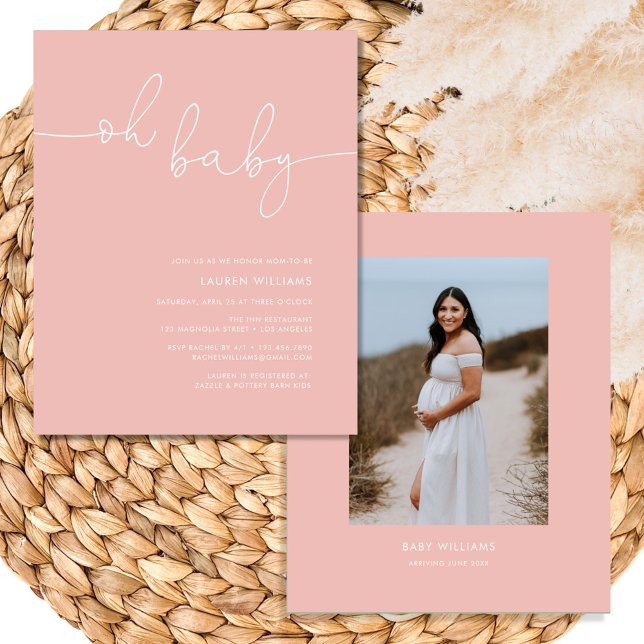 Modern Photo Blush Pink Girl Baby Shower Flyer (Creator Uploaded)