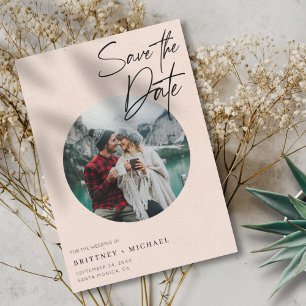 Modern Photo Blush Pink Save The Date